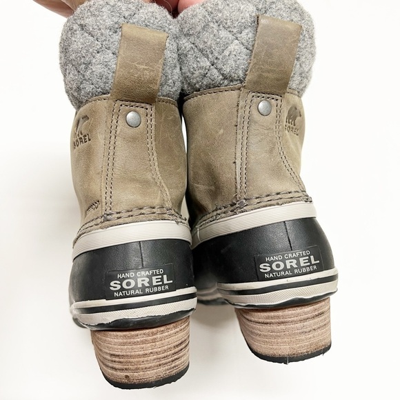 Sorel Womens Quarry Tan Waterproof Leather Slimpack II Lace Up Duck Boot Sz 6 - Picture 4 of 10